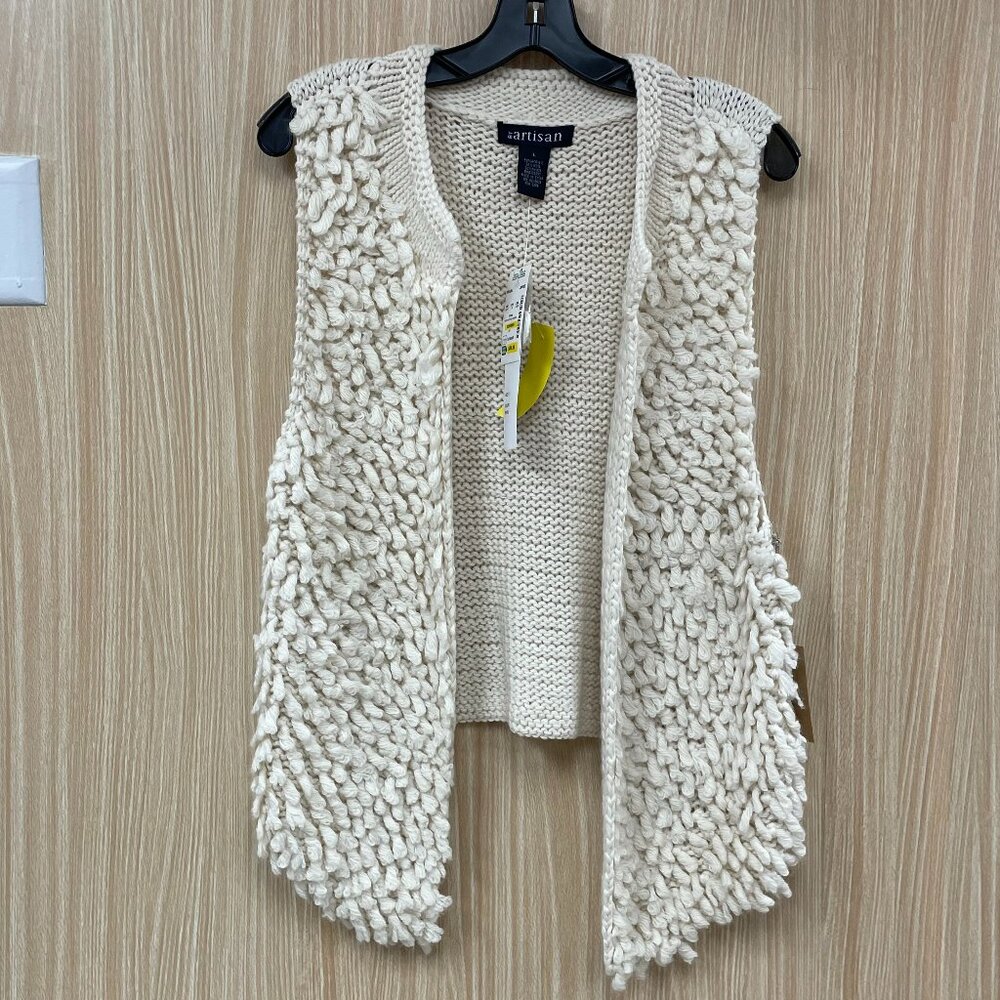By Artisan Cream Handknit Sweater Vest Size Large
